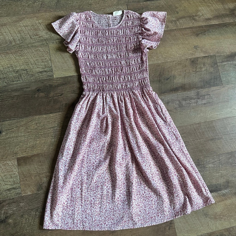 Women's Orange Creek Pink Floral Smocked Midi Dress S